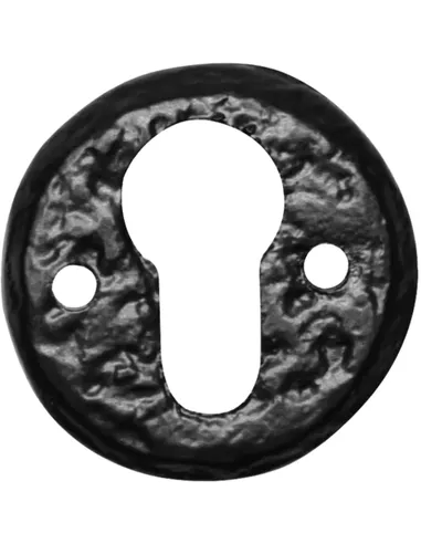 Cilinderrozet van gietijzer afm. 50mm, kleur: smeedijzer zwart, inclusief bevestiging